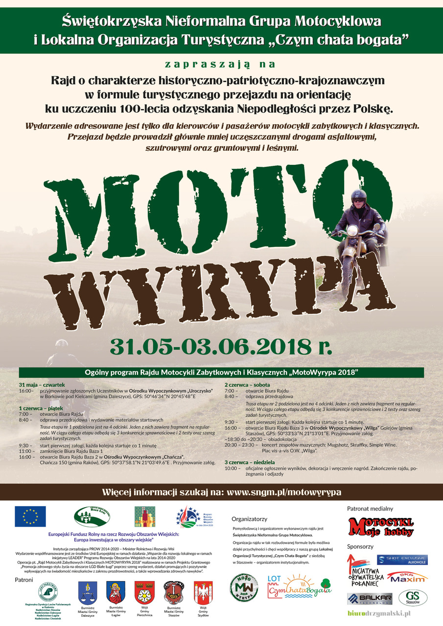 Rajd Motocykli Zabytkowych i Klasycznych MotoWyrypa 2018