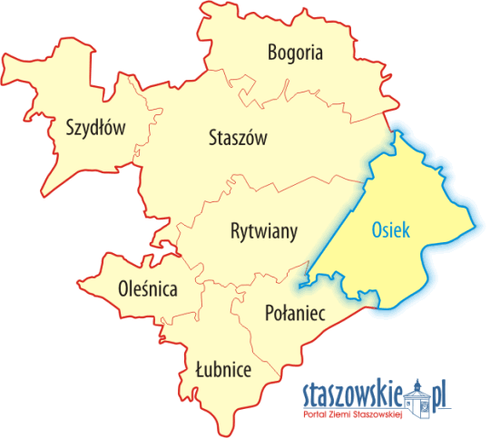 Gmina Osiek na tle powiatu staszowskiego